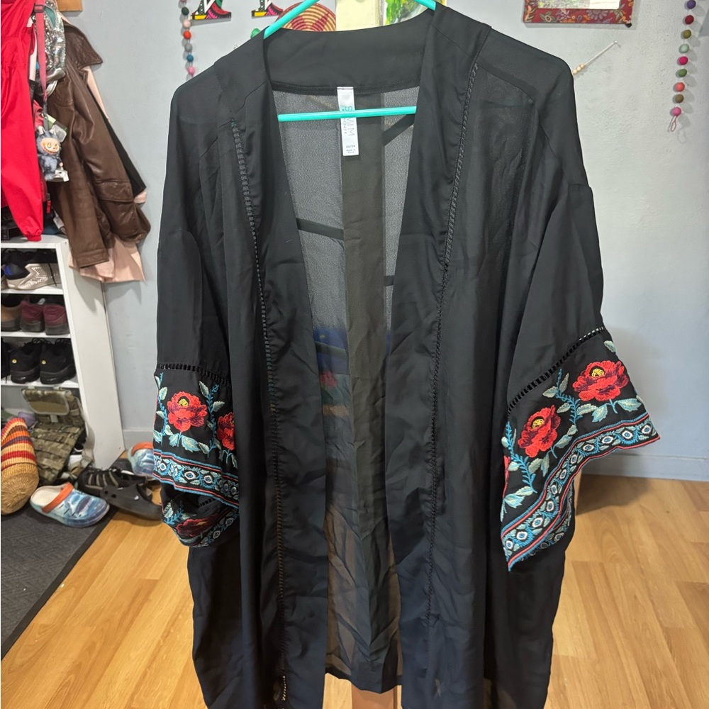 Cacique Black Sheer Swim Cover-Up